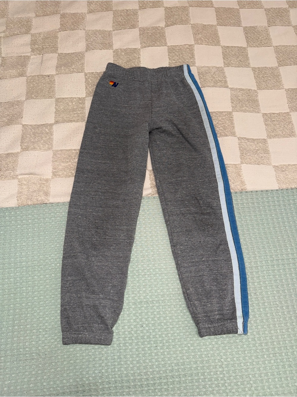 Aviator Nation Gray Sweatpants with Blue & Light Blue Side Stripes size 10